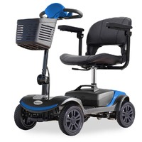 EQUIPMED Electric Mobility Scooter Portable Folding for Elderly Older Adult, SmartRider Black &amp; Blue