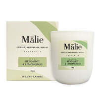 Bergamot &amp; Lemongrass Luxury Soy Candle 185g - Malie