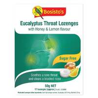 50g Eucalyptus Drops Bosisto&#39;s Sugar Free Throat Honey Lemon Soothing Lozenges