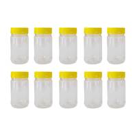 10x 500g Plastic Honey Jars + Lids - Round Clear Food Grade Packaging Containers