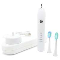 Sonic Electric Toothbrush White - Waterproof USB Charging 5 Modes 2 Heads + Case