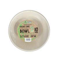 10 Pck Eco Friendly Disposable Party Wide Bowls 680ml Biodegradable Sugar Cane