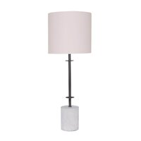 Sarantino Concrete &amp; Metal Table Lamp with Off-White Linen Shade