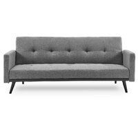 Sarantino Tufted Faux Linen 3-Seater Sofa Bed with Armrests - Light Grey