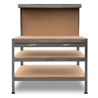 Kartrite 3-layered Work Bench Garage Storage Table Tool Shop Shelf Silver