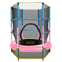 Kahuna 4.5ft Trampoline Round Free Safety Net Spring Pad Cover Mat Outdoor - Blue Pink