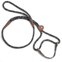 MENDOTA DOG WALKER - MARTINGALE LEASH - Made in the USA Length 3/8in x 6ft(10mm x 1.8m) - Salt and Pepper