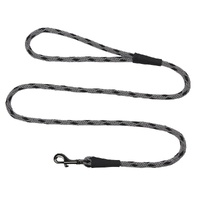 Mendota Clip Leash Small - lengths 3/8in x 4ft(10mm x1.2m) Made in the USA - Black Ice Silver