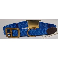 Mendota Products - ID Junior Dog Collar with Brass Tag - SIZES: 35CM,  - Made in the USA - Blue