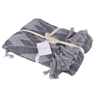 Soft Cotton Handloom Bed &amp; Sofa Throw Blanket Plaid Pattern Grey