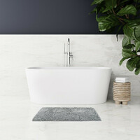 Microfiber Shower &amp; Bathroom Bath Mat Non Slip Soft Pile Design (Beige)