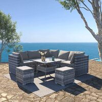 8PC Outdoor Dining Set Wicker Table &amp;amp; Chairs-Grey