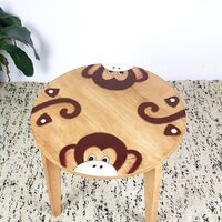 Hand Carved Children&#39;s Table Wooden MONKEY Theme