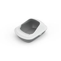 YES4PETS 2 x Large Cat Litter Box Tray With Shovel Kitty Toilet Semi-Enclosed Pet Box Grey