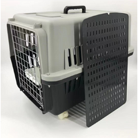 YES4PETS Large Dog Cat Crate Pet Carrier Rabbit Airline Cage With Tray, Bowl &amp; Wheel Black