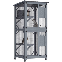 YES4PETS Pet Cat Shelter Condo with Escape Door Wooden Kitten Cage House