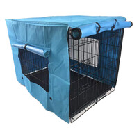 YES4PETS 48&#39; Collapsible Metal Dog Puppy Crate Cat Rabbit Cage With Cover Blue