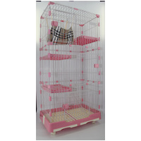 YES4PETS 179 cm Pink Pet 4 Level Cat Cage House With Litter Tray &amp; Wheel 82x57x179 CM