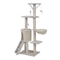 YES4PETS 138cm Cat Scratching Post Tree Post House Tower with Ladder-Beige