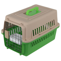 YES4PETS New Medium Dog Cat Rabbit Crate Pet Airline Carrier Cage With Bowl &amp; Tray Green