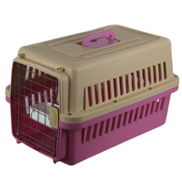 YES4PETS New Medium Dog Cat Rabbit Crate Pet Airline Carrier Cage With Bowl &amp; Tray Pink