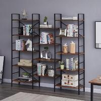 YES4HOMES Industrial Shelf Bookshelf, Vintage Wood and Metal Bookcase Furniture for Home &amp; Office