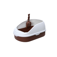 YES4PETS Medium Portable Cat Toilet Litter Box Tray with Scoop Brown