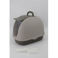 YES4PETS Cat Toilet Litter Box  Portable Hooded Tray House with Scoop and  Handle Brown