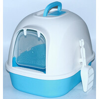 YES4PETS Portable Hooded Cat Toilet Litter Box Tray House with Handle and Scoop Blue