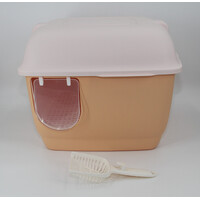 YES4PETS XL Portable Hooded Cat Toilet Litter Box Tray House with Handle and Scoop Brown