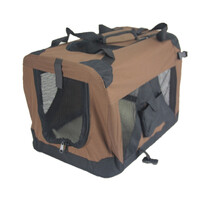 YES4PETS Small Portable Foldable Dog Cat Puppy Soft Crate Cage-Brown