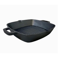 YES4HOMES 26 cm Barbecue  Cast Iron Fry Grill Pan Pre-Seasoned Oven Safe Grill Frypan