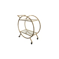 Roman Glass Bar Cart / Trolley With Wheels - Gold