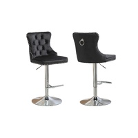 Sahara Black Barstool with Silver Stand -Set of 2