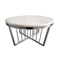 Salina Coffee Table - Marble - 90cm Silver