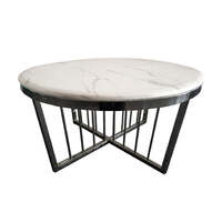 Salina Coffee Table - Marble - 80cm Black