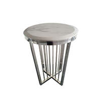 Salina Coffee Table - Marble - 45cm Silver