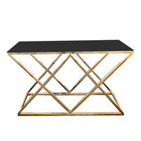 Alsea Console Table Gold Base - Black Glass
