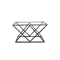 Alsea Console Table Black Base - Clear Glass