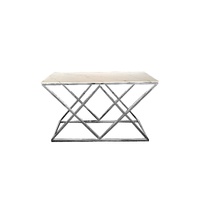 Alsea Console Table Silver Base - White Marble