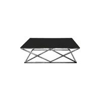 Alsea Coffee Table Silver Base - Black Glass