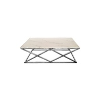 Alsea Coffee Table Silver Base - White Marble