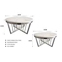 Salina Coffee Table 80cm Silver Base - White Marble