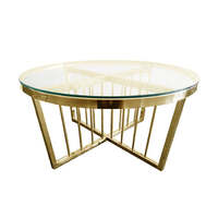 Salina Coffee Table 90cm Gold Base - Clear Glass