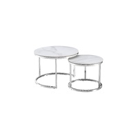 Nesting style Coffee Table - White on Silver - 60cm/45cm