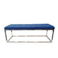 Holly Ottoman Silver Base - Blue Seat