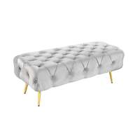 Shirley Ottoman Light Grey Velvet