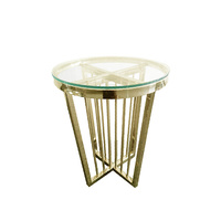 Salina Side Table 45cm Gold Base - Clear Glass