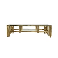 Chelsea Gold TV Unit Table - Clear Glass