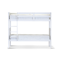 Zinnia Single Bunk Bed Frame Solid Rubber Timber Wood Loft Furniture - White